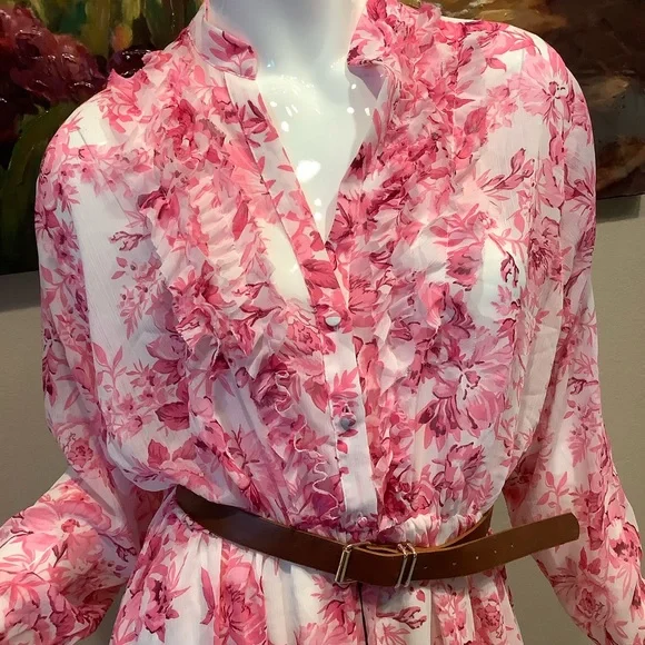 NWT Zara Floral Pink Maxi Dress - Picture 2 of 10